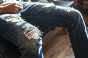 Distressed denim trend